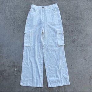 NWT Sincerely Jules cream Linen blend Pants Women’s size small cargo